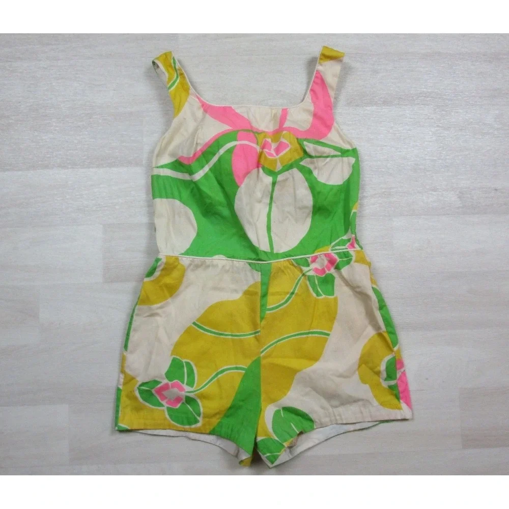 Vintage 60s Sandcastle Swimsuit Size (10) Mod Groovy Hippy Playsuit